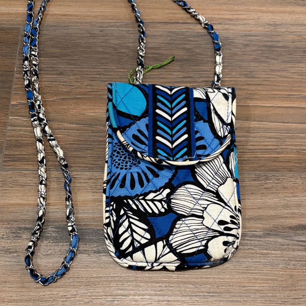 Vera Bradley Blue & White Quilted Floral Crossbody Pouch